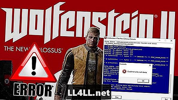 Wolfenstein 2 Vodnik in dvopičje; Kako popraviti Ne morem napisati Crash Dump napaka